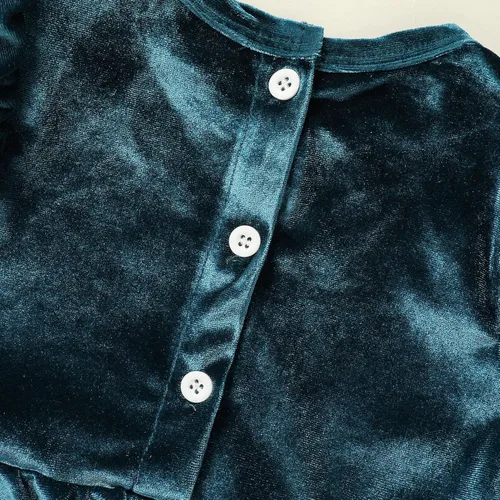 Vista 4 de GRNSHTS Ropa de primer cumpleaños para niña de terciopelo de un año de edad, mameluco de manga larga + diadema, 2 piezas de trajes de pastel