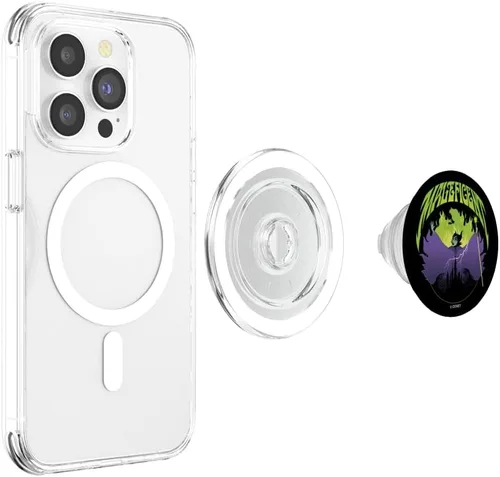 Vista 4 de Disney Sleeping Beauty Maléfica - Retrato de llama verde PopSockets MagSafe PopGrip para iPhone
