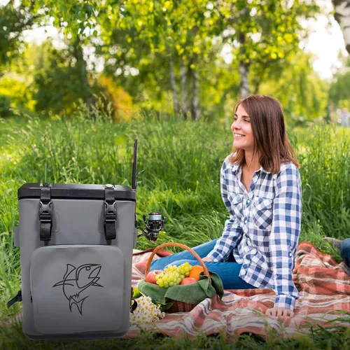 Vista 4 de Backpack Coolers Insulated Leak Proof, Fishing Backpack with Cooler Lightweight, Magnetic Closure Waterproof Durable for Camping & Hiking - Gray