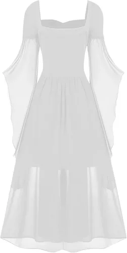 Vista 2 de Women's Gothic Punk Dress Boho Set Gothic High Waist Gown Dress Halloween Costumes Trumpet Sleeves Chemise Boho Set