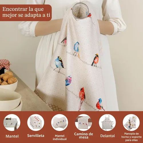 Vista 4 de Maison d' Hermine - Juego de 2 paños de cocina, multiusos, 100% de algodón, suave y absorbente, trapo de cocina, toalla de bar, Birdies On Wire