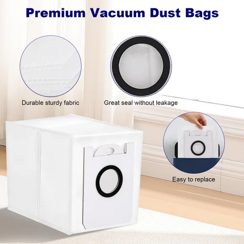 Vista 4 de Bolsas de polvo para bObsweep Dustin & Orb-i - Aspiradora robot de auto-vaciado – 3.5L Bolsa de vacío de filtración avanzada – Paquete de 4