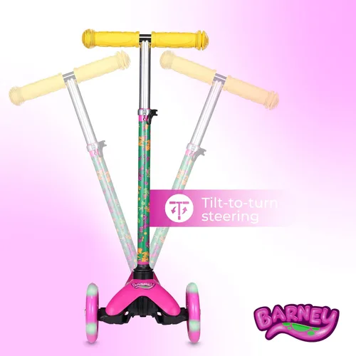 Vista 7 de Patinete para niños, auto equilibrio de 3 ruedas, ruedas LED iluminadas Barney