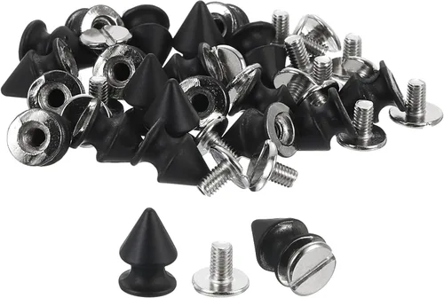 Vista 10 de uxcell 50 juegos de remaches de espiga cono, 0.315 x 0.472 in con rosca trasera para árbol y picos para manualidades de cuero, ropa, zapatos, Negro