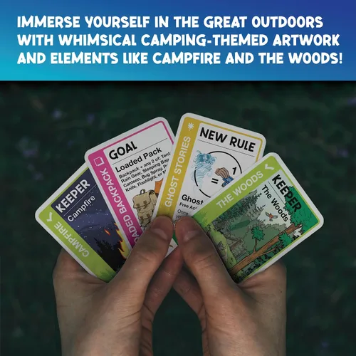 Vista 6 de Looney Labs - Juego de cartas de camping Fluxx - Diversión de verano, aventura al aire libre, perfecto para viajes de campamento familiares y noches