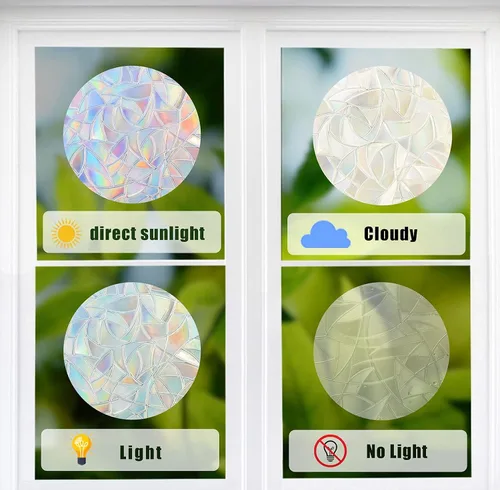 Vista 7 de STICKERGURU - 16 calcomanías de vinilo prismático no adhesivo para ventana, calcomanías de vinilo prismático no adhesivas, calcomanías de arco iris