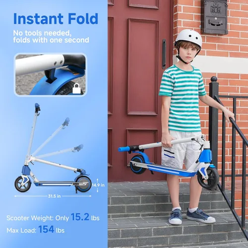 Vista 6 de isinwheel Electric Scooter for Kids Ages 6-14, 200W/250W Foldable Kids Electric Scooter with 3 Speeds (5/8/12 Mph), Adjusrable Handerbar, Dual