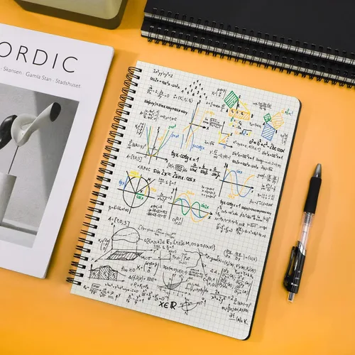 Vista 4 de EUSOAR Cuaderno de espiral de papel cuadriculado, B5, paquete de 3 unidades de 7.3 x 10.2 pulgadas, 120 páginas, cuaderno de papel de tapa dura