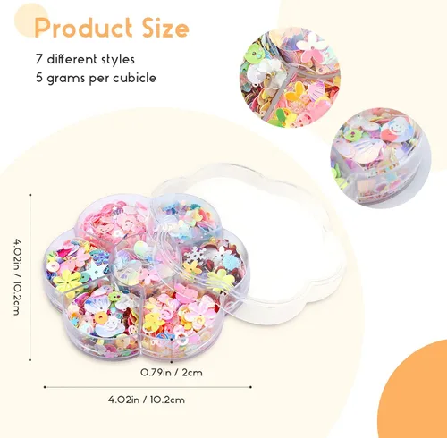 Vista 2 de 1 caja de lentejuelas y lentejuelas para manualidades, lentejuelas multicolor para niños, suministros de lentejuelas para hacer joyas, ropa hecha a