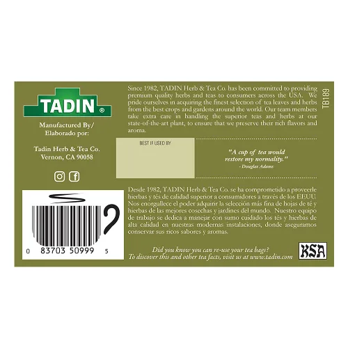 Vista 2 de Tadin Mezcla de té de hierbas de jengibre. Sin cafeína. 24 bolsas de té. 1.02 oz. Paquete de 3