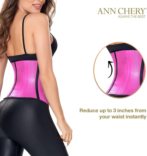 Vista 4 de Ann Chery Corsé entrenador de cintura para mujer - Cinchador de cintura colombiano - Moldeador de cuerpo de látex de 2 ganchos