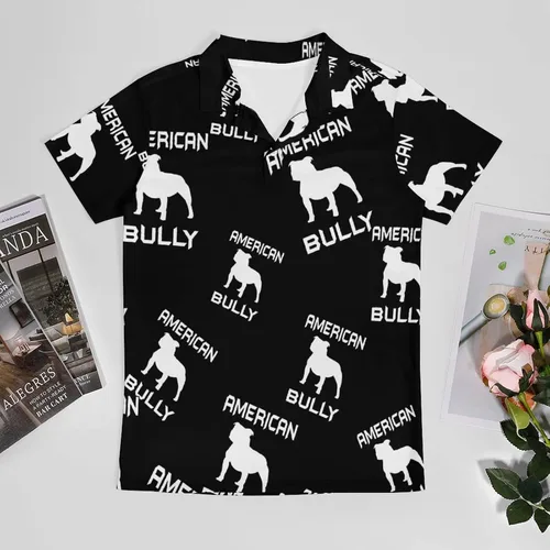 Vista 3 de American Bully Dog Men's Polo Shirt Regular-Fit Short Sleeve T-Shirt Stretch Top