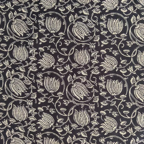 Vista 7 de AVKA Studio Tela de impresión en bloque a mano por yarda - PRECORTADA 1 yarda 42 pulgadas de ancho - Material 100% algodón - Patrón floral azul