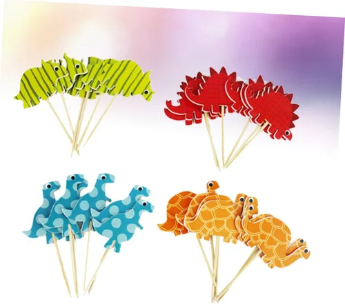 Vista 8 de Paper Dinosaur Cake Toppers Birthday Party Decoration 96pcs