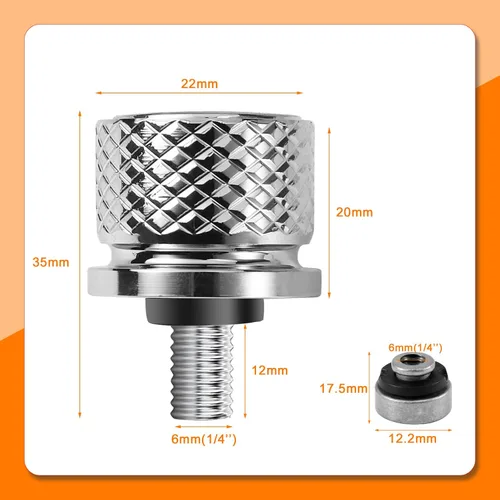Vista 5 de Kit de tornillos y tuercas de acero inoxidable cromado para guardabarros trasero de 1/4"-20 roscas de montaje rápido compatible con Harley Touring