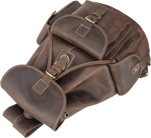 Vista 9 de Polare - Mochila vintage de cuero de grano completo para hombre y mujer