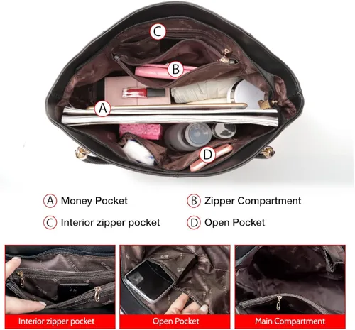 Vista 4 de FOXLOVER Bolsos de mano de gran capacidad para mujer de cuero genuino para mujer bolsos de hombro de moda