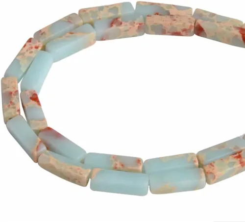 Vista 9 de Espaciador de tubo rectangular de amazonita de piedra natural de 0.157 x 0.512 in, cuentas sueltas para manualidades, pulseras, collares, joyería
