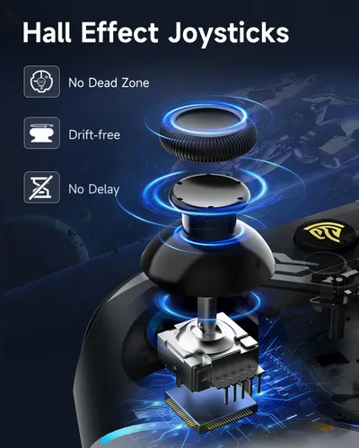 Vista 5 de EasySMX X15 PC Controller - Enhanced Wireless Bluetooth Controller with Hall Joysticks/Hall Triggers/RGB Lighting - No Stick Drift, No Dead Zone
