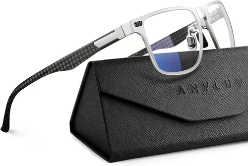 Vista 11 de ANYLUV Blue Light Glasses Men, Relieve Eyestrain and Eye Protection, Al-Mg Metal Computer Blue Light Blocking Glasses