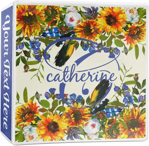 Vista 8 de Carpeta personalizada de 3 anillas con diseño de girasoles - 1 pulgada, color amarillo