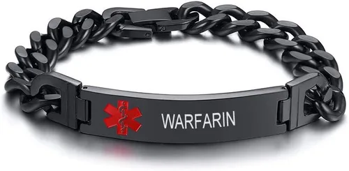 Vista 13 de VNOX Pulsera de identificación de alerta médica con grabado gratuito para hombres y mujeres, etiqueta médica, cadena de eslabones de acero inoxidable