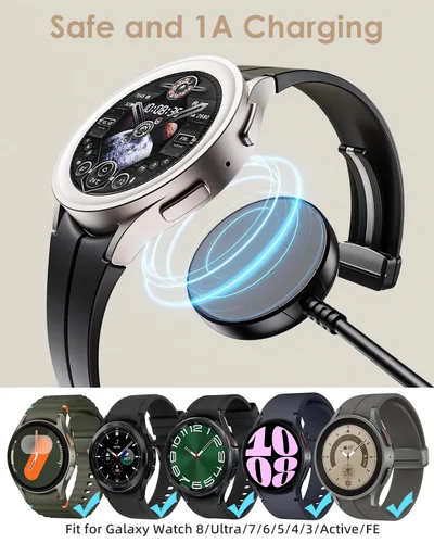 Vista 2 de Cargador de reloj Samsung Galaxy de 1 pie compatible con Watch 8/8 Classic Para Samsung Watch Ultra/7/6/6 Classic/5/5 Pro/4/4 Classic/3/Active/FE