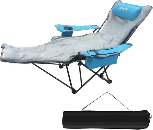 Vista 15 de Paquete de 2 sillas reclinables de camping de 4 posiciones con reposapiés, cómoda para adultos, silla de playa plegable de malla de 265 libras