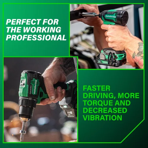 Vista 2 de Metabo HPT Kit combinado de taladro conductor inalámbrico sin escobillas multivoltios de 18 V y destornillador de impacto, kit de herramientas