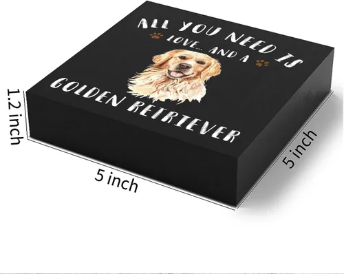 Vista 2 de Divertida caja de madera Golden Retriever con texto en inglés All You Need is Love and a Golden Retriever