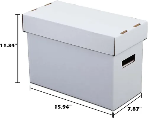 Vista 3 de G-PLUS Caja de almacenamiento para cómics de cómics con capacidad para 150-175 cómics, plegable y apilable, caja corta a prueba de humedad, cartón
