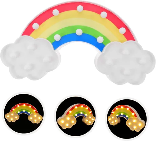 Vista 8 de Uonlytech Lámpara de modelado de arco iris, decoración de zorro, lámpara de escritorio decorativa, luz de neón arco iris, luz LED de escritorio