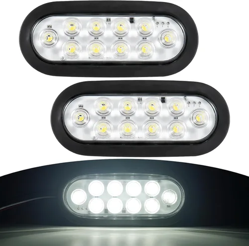 Vista 8 de Kit de luces LED ovaladas de 6" para remolque, 4 piezas de luces traseras impermeables de parada/giro/freno con 10 marcadores LED para camión, RV 4