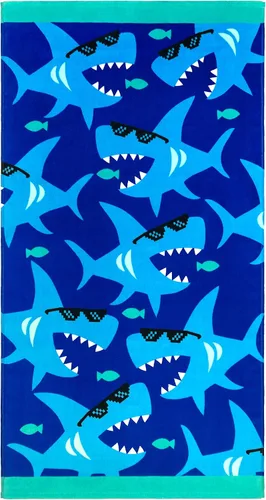 Vista 6 de Beachland Toalla de playa personalizada de tiburones de 28 x 51 pulgadas, 100% algodón (1 toalla personalizada de tiburones Thug Life)