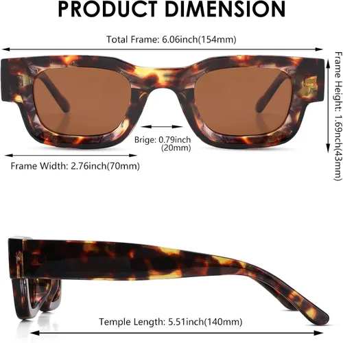 Vista 4 de NULOOQ Aesthetic Thick Frame Rectangle Polarized Sunglasses for Women Men Trendy Chunky Small Square Sunglasses