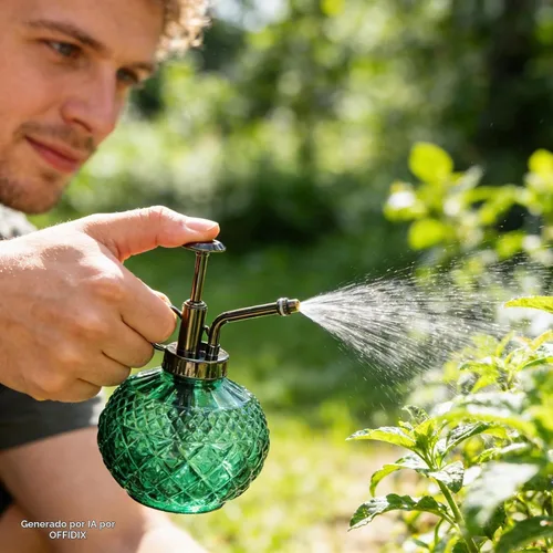 Vista 3 de OFFIDIX Plant Mister - Botella rociadora decorativa de vidrio de 10.5 onzas líquidas, regadera para interiores con bomba de plástico para plantas