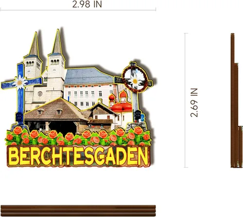 Vista 3 de Alemania Berchtesgaden - Imán de madera 3D para nevera, recuerdos coleccionables, decoración hecha a mano, artesanías 2