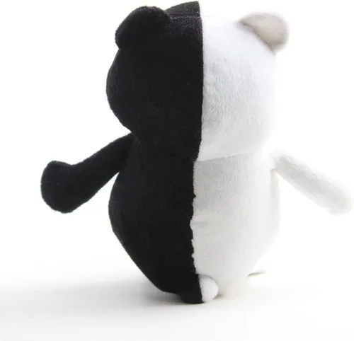Vista 4 de Muñeca rellena suave de peluche de oso blanco y negro de 10 pulgadas