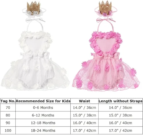 Vista 7 de Disfraz de tul de encaje para bebé, vestido de tutú de princesa, sin espalda, ropa de sesión de fotos + diadema
