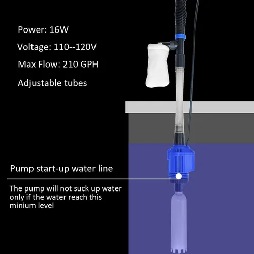 Vista 5 de Limpiador eléctrico auto de la grava del acuario, 3 en 1 extractor automático del lodo para los tanques de la planta de los pescados