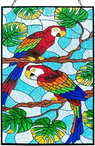 Vista 8 de Colgantes de ventana de cristal de pavo real de 11.8 pulgadas, decoración artística de pared de pavo real, panel atrapasoles con cadena (morado)