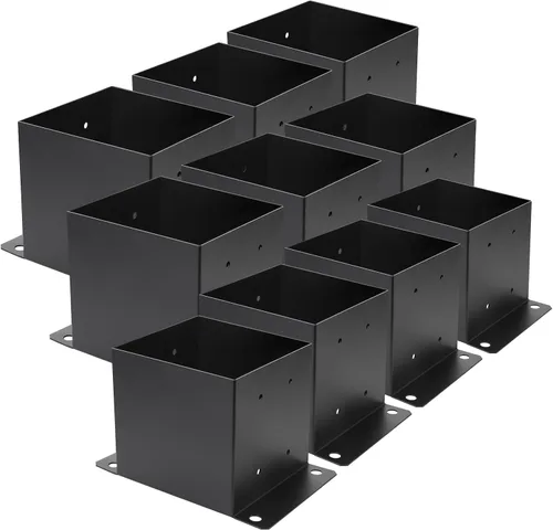 Vista 12 de Base de poste de 6 x 6 piezas, tamaño interior de 5.6 x 5.6 pulgadas, base de poste de cubierta de metal resistente con recubrimiento de polvo