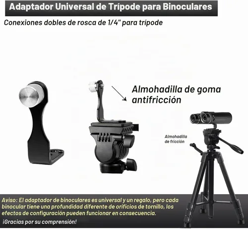 Vista 3 de Soporte de trípode para binoculares y alcance de detección - Trípode de video de viaje universal liviano - Compatible con alcance