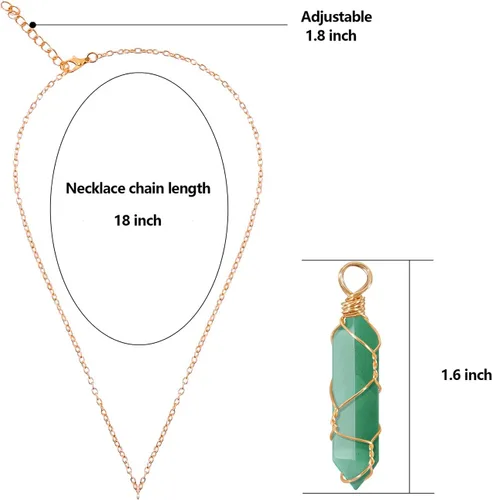 Vista 2 de VIBILIA Collar de Cristal Curativo con Envoltura de Alambre Piedra Punta de Amatista Natural Colgante Hexagonal Joyería de Cuarzo Reiki Espiritual