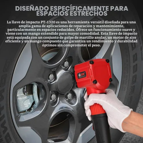 Vista 6 de XIIW Llave de impacto angular de 1/2 pulgada, par máximo de 910 pies-libras, diseño compacto y ligero de 3.63 lb, pistola de aire de impacto mini