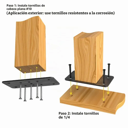 Vista 4 de 2 paquetes de placas de anclaje de poste 4x4 - Ideal para barandillas de cubierta, valla de madera, base de poste, poste de valla, poste de buzón