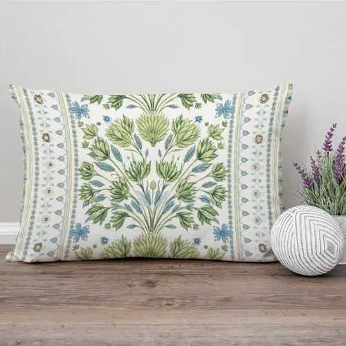 Vista 47 de ArogGeld Funda de cojín con flores verdes y blancas con flores grises y negras y hojas verdes en estilo chinoiserie, funda de almohada cuadrada