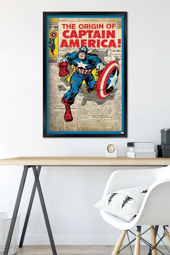 Vista 6 de Trends International Marvel Comics - Póster de pared original de 24 x 36 pulgadas, Capitán América, 24 x 36 pulgadas, versión enmarcada en negro