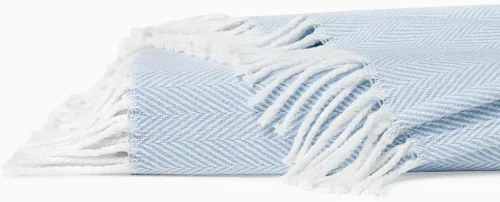 Vista 17 de Sferra Celine Herringbone, manta 100% algodón, color aguamarina