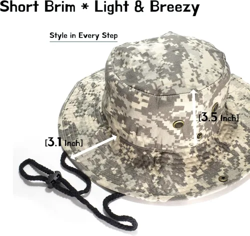 Vista 2 de Unisex 100% algodón Camo Bucket Hat Pesca Caza Camping Safari Boonie Sun Summer